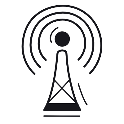 Broadcast Tower, Animated Icon, Black