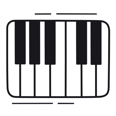 Piano Keyboard, Animated Icon, Black