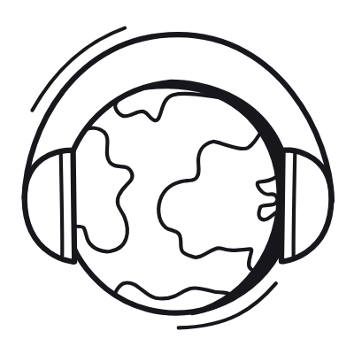 Globe Headphones, Animated Icon, Black