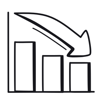 Bar Chart Arrow Down, Animated Icon, Black