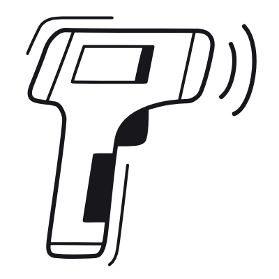 Thermometer Gun, Animated Icon, Black
