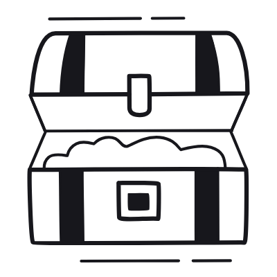 Treasure Chest Open, Animated Icon, Black
