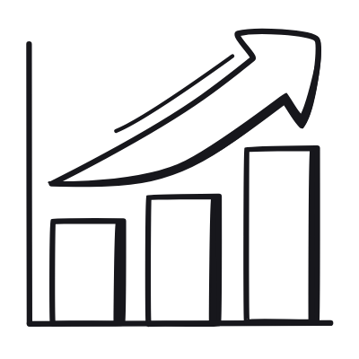 Bar Chart Arrow Up, Animated Icon, Black