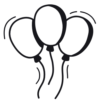 Party Balloons, Animated Icon, Black