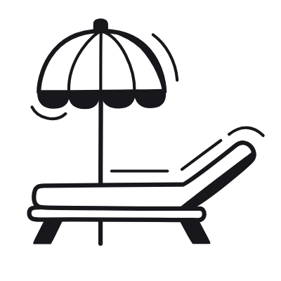 Sun Lounger, Animated Icon, Black