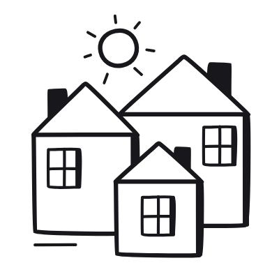 Houses, Animated Icon, Black