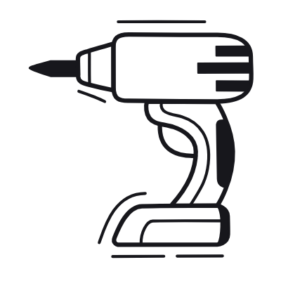 Drilling Machine, Animated Icon, Black
