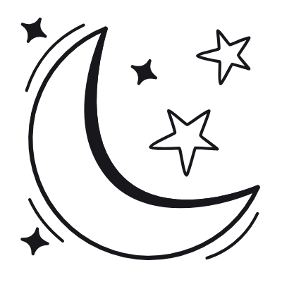 Moon Stars, Animated Icon, Black