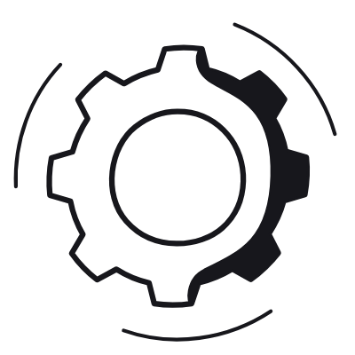 Cog, Animated Icon, Black