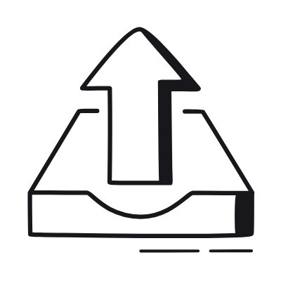 Inbox Upload, Animated Icon, Black
