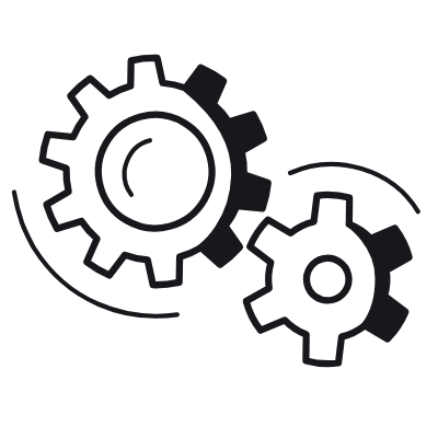 Cogs, Animated Icon, Black