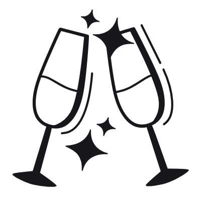 Champagne Flutes, Animated Icon, Black