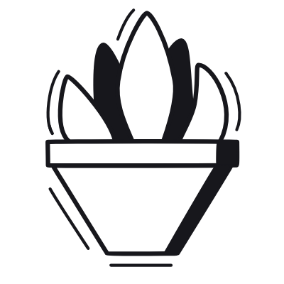 Potted Flower Plant, Animated Icon, Black