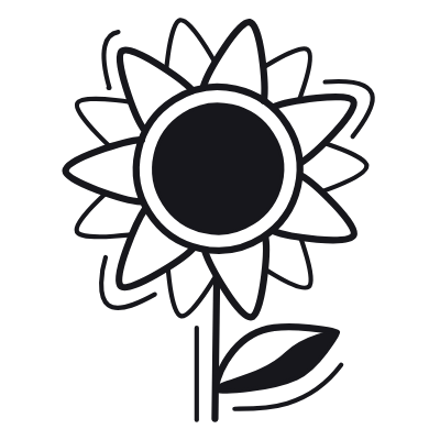 Sunflower, Animated Icon, Black