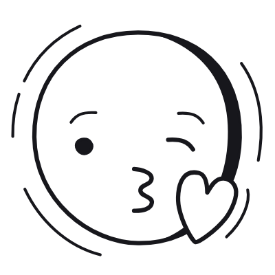 Kiss Heart, Animated Icon, Black