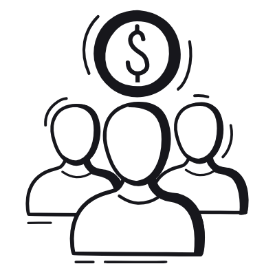Avatars Collecting Money, Animated Icon, Black