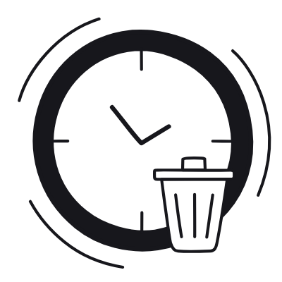 Clock Trash, Animated Icon, Black