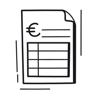 Invoice Euro, Animated Icon, Black