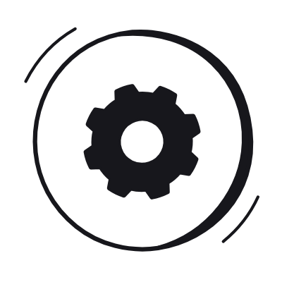 Cog Circle, Animated Icon, Black