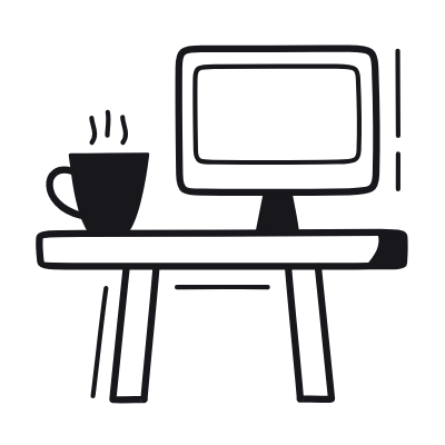 Office Desk, Animated Icon, Black