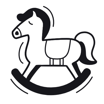 Rocking Horse, Animated Icon, Black