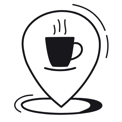 Location Pin Cafe, Animated Icon, Black