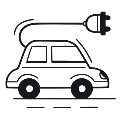 Electric Car, Animated Icon, Black
