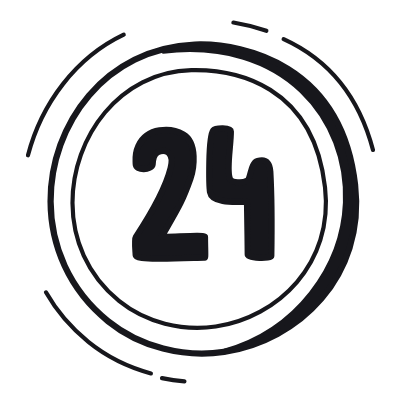24-Hour, Animated Icon, Black