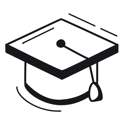 Student Cap, Animated Icon, Black