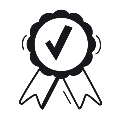 Badge Ribbon Check, Animated Icon, Black