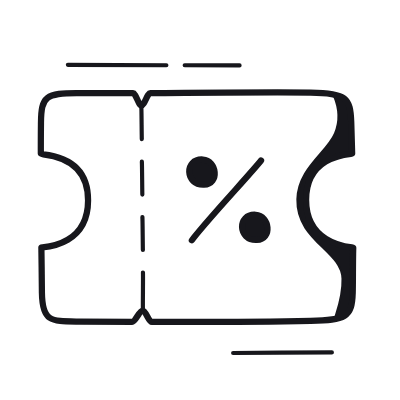 Ticket Percent, Animated Icon, Black
