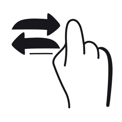 Swipe Right Left, Animated Icon, Black