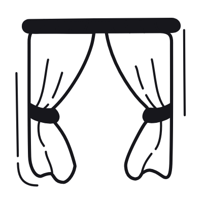 Curtains, Animated Icon, Black
