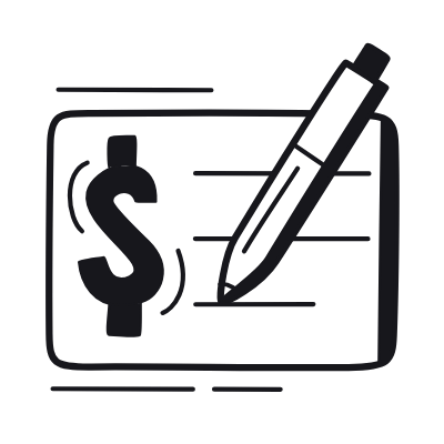 Bank Check, Animated Icon, Black
