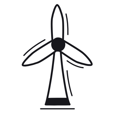 Wind Turbine, Animated Icon, Black