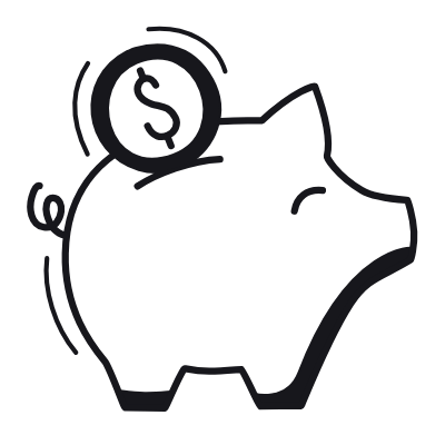 Piggy Bank, Animated Icon, Black