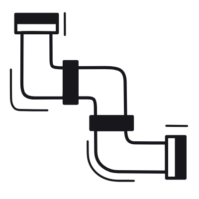 Water Pipe, Animated Icon, Black