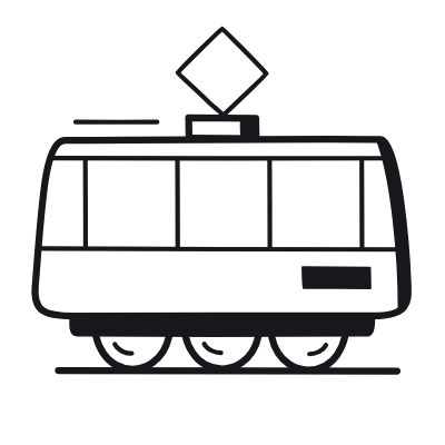 Tram, Animated Icon, Black