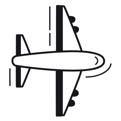 Airplane Horizontal, Animated Icon, Black