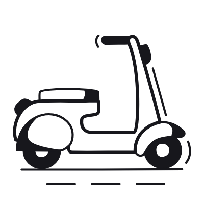 Moped, Animated Icon, Black