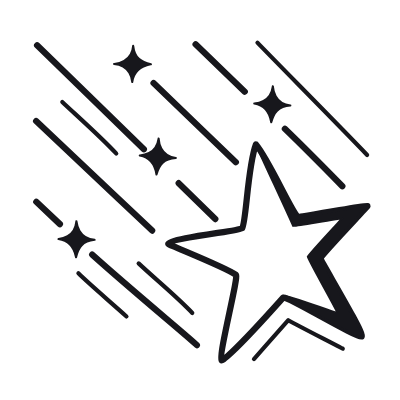Shooting Stars, Animated Icon, Black