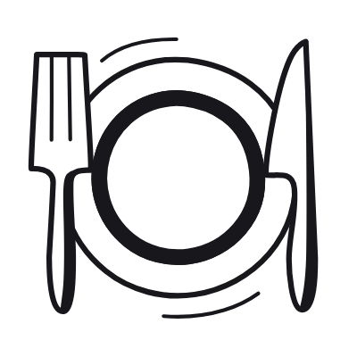 Plate Fork Knife, Animated Icon, Black