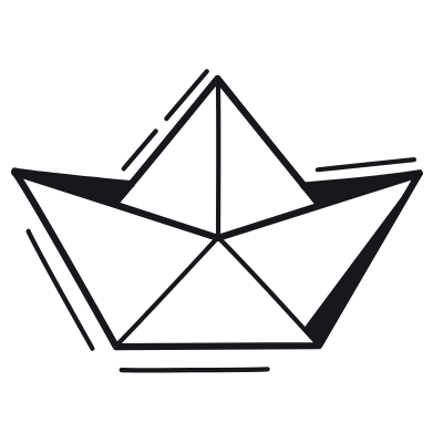 Paper Boat, Animated Icon, Black