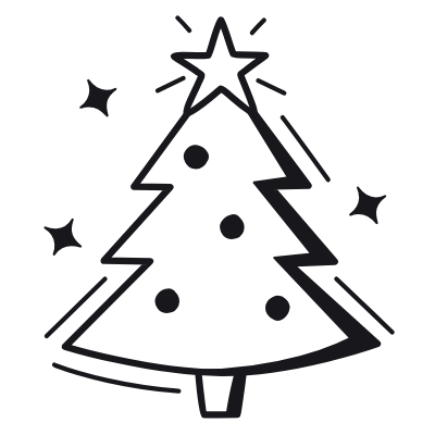 Christmas Tree, Animated Icon, Black