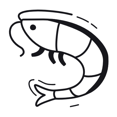 Shrimp, Animated Icon, Black