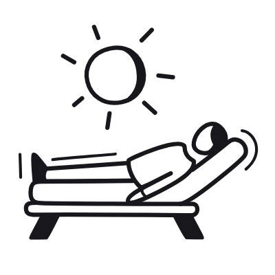 Sunbathing, Animated Icon, Black