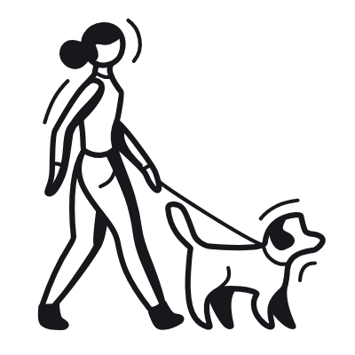 Woman Dog Walk, Animated Icon, Black