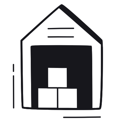 Open Warehouse, Animated Icon, Black