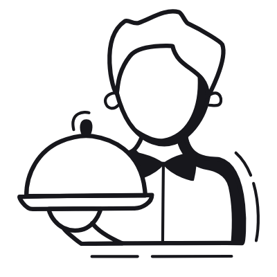 Man Waiter, Animated Icon, Black