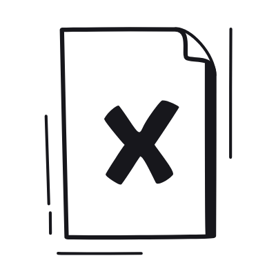 Document Cross, Animated Icon, Black